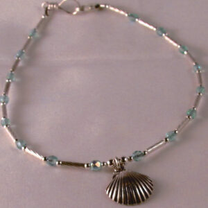 Sterling Silver Shell with AB Aqua Beads