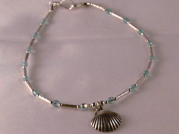 Sterling Silver Shell with AB Aqua Beads