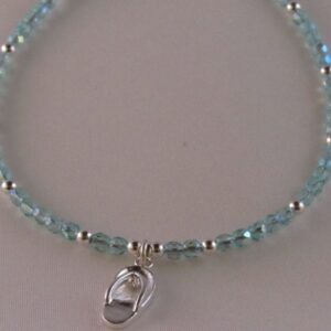 Sterling Silver Sandal with AB Aqua Beads