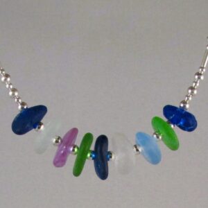 Nine Piece Spanish Center-drilled Glass on a Sterling Silver Chain with Extenders