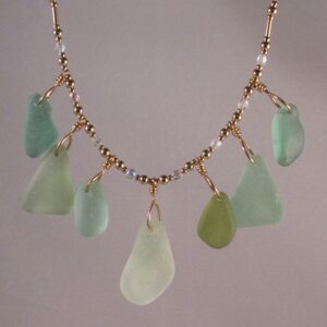 Seven Piece California Rainbow Necklace with AB Czech Glass and Gold fill Findings