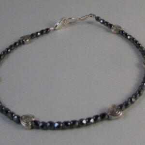 Silver Pewter Hearts with Hematite Chain