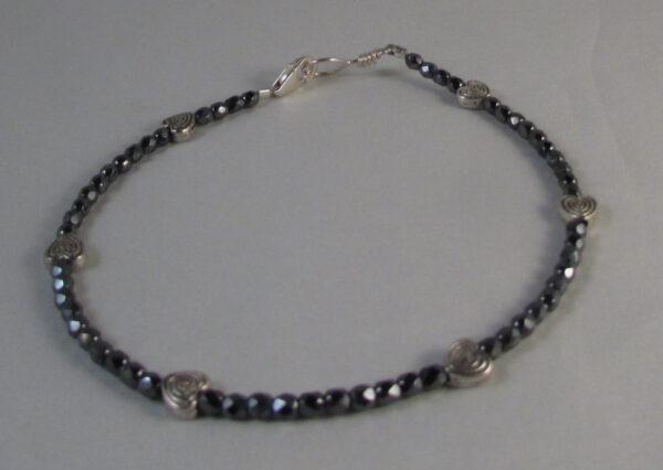 Silver Pewter Hearts with Hematite Chain