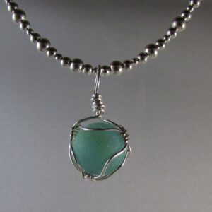 Japanese Cateye Marble Pendant on a Sterling Silver Chain