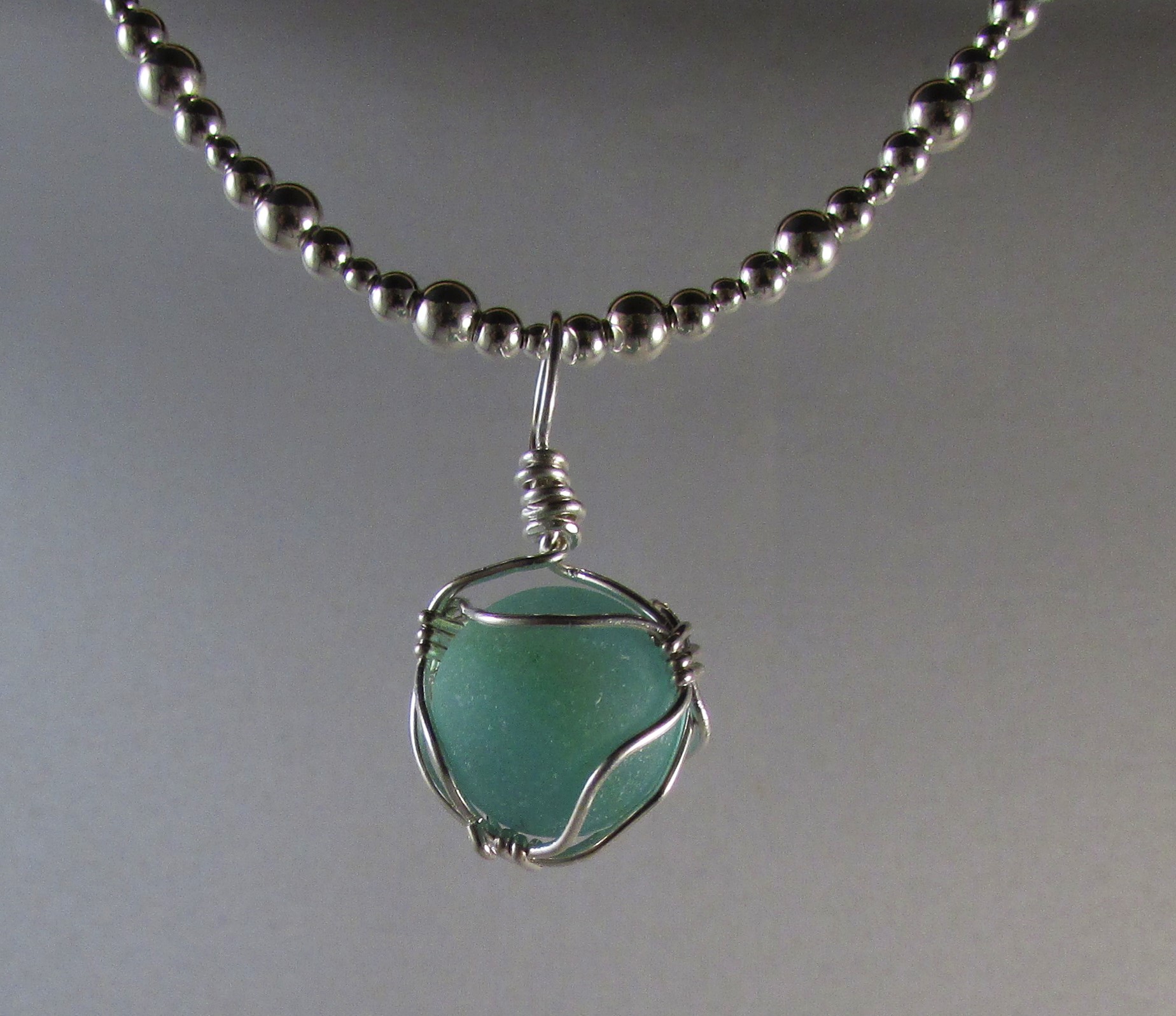 Japanese Cateye Marble Pendant on a Sterling Silver Chain
