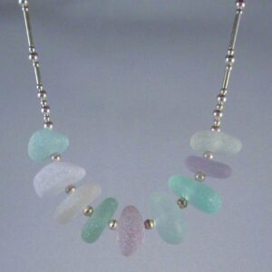 Nine Piece Center-drilled California Seaglass on a Sterling Silver Chain with Extenders