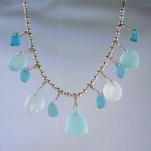 Eleven Piece Japanese and California Rainbow Necklace on a Sterling Silver Chain with Extenders